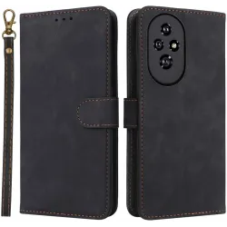 Phonesta Vintage Skin Book Wallet Klapphülle für HONOR 200 - Schwarz