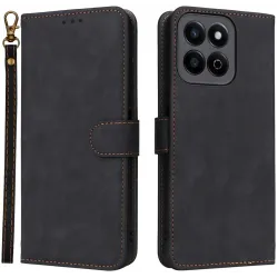 Phonesta Vintage Skin Book Wallet Klapphülle für HONOR 200 Smart - Schwarz