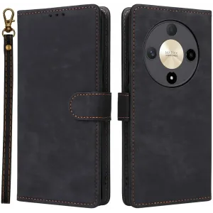 Phonesta Vintage Skin Book Wallet Klapphülle für HONOR Magic6 Lite - Schwarz