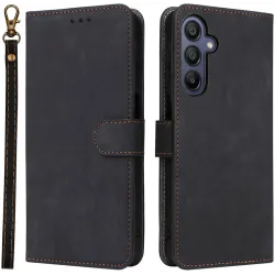 Phonesta Vintage Skin Book Wallet Klapphülle für Samsung Galaxy A26 - Schwarz