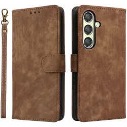 Phonesta Vintage Skin Book Wallet Klapphülle für Samsung Galaxy S25 - Braun