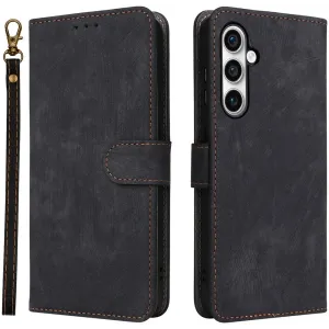Phonesta Vintage Skin Book Wallet Klapphülle für Samsung Galaxy S24 FE - Schwarz