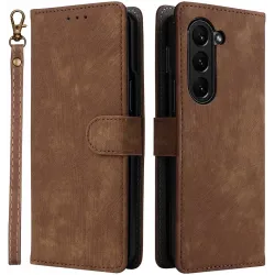 Phonesta Vintage Skin Book Wallet Klapphülle für Samsung Galaxy Z Fold 6 - Braun