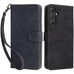 Phonesta Vintage Skin Book Wallet Klapphülle für Samsung Galaxy A55 - Schwarz