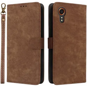 Phonesta Vintage Skin Book Wallet Klapphülle für Samsung Galaxy Xcover 7 - Braun