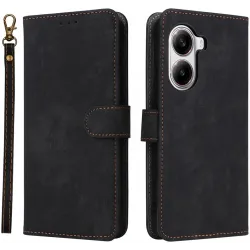 Phonesta Vintage Skin Book Wallet Klapphülle für Xiaomi Poco X7 Pro - Schwarz