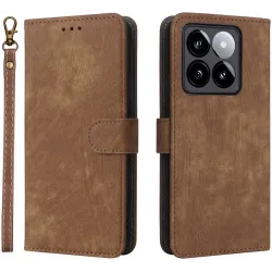 Phonesta Vintage Skin Book Wallet Klapphülle für Xiaomi 14T - Braun