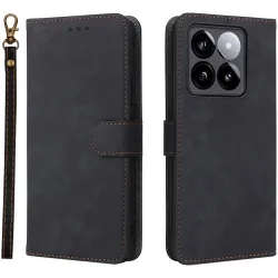 Phonesta Vintage Skin Book Wallet Klapphülle für Xiaomi 14T - Schwarz