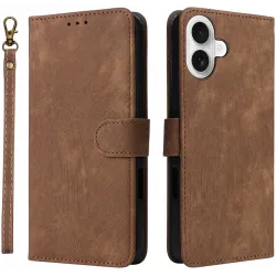 Phonesta Vintage Skin Book Wallet Klapphülle für Apple iPhone 16 Plus - Braun