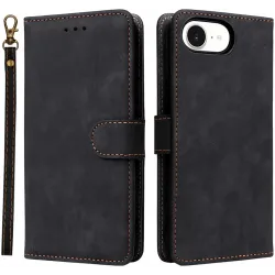 Phonesta Vintage Skin Book Wallet Klapphülle für Apple iPhone 17e/16e - Schwarz