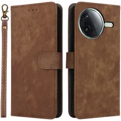 Phonesta Vintage Skin Book Wallet Klapphülle für Xiaomi Poco F7 Pro/F7 Ultra - Braun