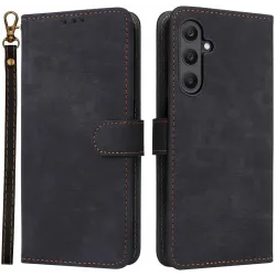 Phonesta Vintage Skin Book Wallet Klapphülle für Samsung Galaxy A25 - Schwarz
