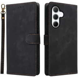 Phonesta Vintage Skin Book Wallet Klapphülle für Samsung Galaxy A56 - Schwarz