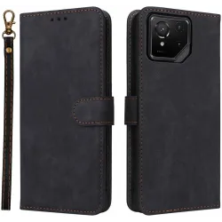 Phonesta Vintage Skin Book Wallet Klapphülle für Asus ROG Phone 9/9 Pro - Schwarz