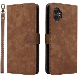Phonesta Vintage Skin Book Wallet Klapphülle für Samsung Galaxy Xcover 7 Pro - Braun