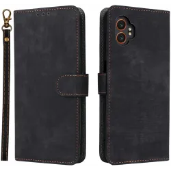Phonesta Vintage Skin Book Wallet Klapphülle für Samsung Galaxy Xcover 7 Pro - Schwarz