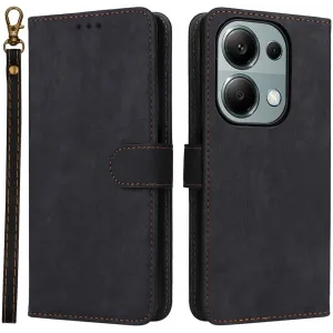 Phonesta Vintage Skin Book Wallet Klapphülle für Xiaomi Redmi Note 14S/13 Pro / Xiaomi Poco M6 Pro - Schwarz
