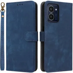 Phonesta Vintage Skin Book Wallet Klapphülle für HMD Pulse/Pulse Plus/Pulse Pro - Blau