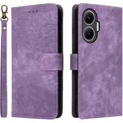 Phonesta Vintage Skin Book Wallet Klapphülle für Xiaomi Poco F7 - Lila