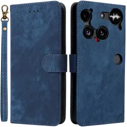 Phonesta Vintage Skin Book Wallet Klapphülle für Nothing Phone (3) - Blau