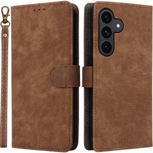 Phonesta Vintage Skin Book Wallet Klapphülle für Samsung Galaxy S25 FE - Braun