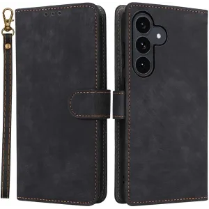 Phonesta Vintage Skin Book Wallet Klapphülle für Samsung Galaxy S25 FE - Schwarz