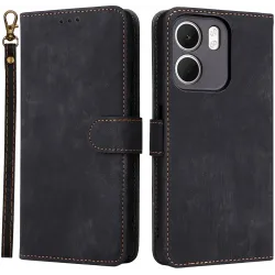 Phonesta Vintage Skin Book Wallet Klapphülle für Oppo A5x - Schwarz