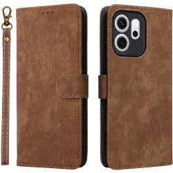 Phonesta Vintage Skin Book Wallet Klapphülle für Oppo Reno14 F/FS - Braun