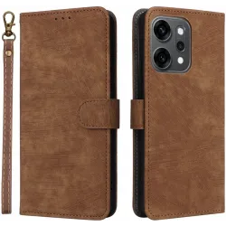 Phonesta Vintage Skin Book Wallet Klapphülle für Oppo Reno14 - Braun