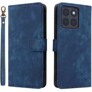 Phonesta Vintage Skin Book Wallet Klapphülle für Motorola Edge 70 - Blau
