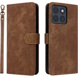 Phonesta Vintage Skin Book Wallet Klapphülle für Motorola Edge 70 - Braun