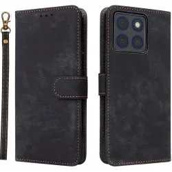 Phonesta Vintage Skin Book Wallet Klapphülle für Motorola Edge 70 - Schwarz