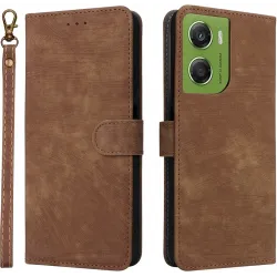 Phonesta Vintage Skin Book Wallet Klapphülle für Motorola Moto G06/G06 Power - Braun