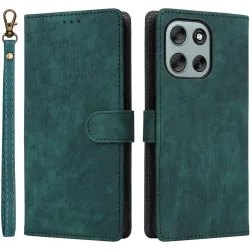 Phonesta Vintage Skin Book Wallet Klapphülle für Motorola Moto G56 - Grün