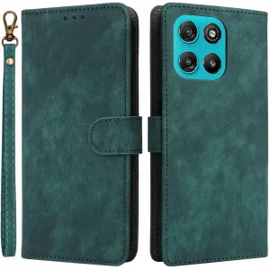 Phonesta Vintage Skin Book Wallet Klapphülle für Motorola Moto G57 Power - Grün