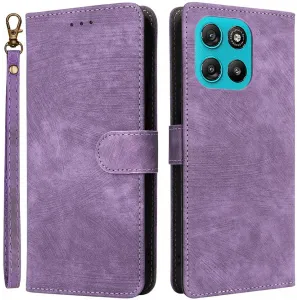 Phonesta Vintage Skin Book Wallet Klapphülle für Motorola Moto G57 Power - Lila