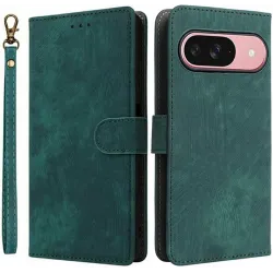 Phonesta Vintage Skin Book Wallet Klapphülle für Google Pixel 10 / 10 Pro - Grün