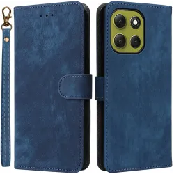 Phonesta Vintage Skin Book Wallet Klapphülle für Motorola Moto G86 Power - Blau