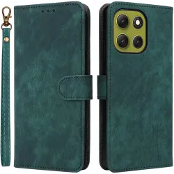 Phonesta Vintage Skin Book Wallet Klapphülle für Motorola Moto G86 Power - Grün