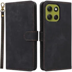Phonesta Vintage Skin Book Wallet Klapphülle für Motorola Moto G86 Power - Schwarz