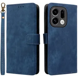Phonesta Vintage Skin Book Wallet Klapphülle für Oppo Find X9 - Blau