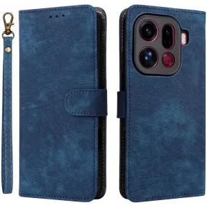 Phonesta Vintage Skin Book Wallet Klapphülle für Oppo Find X9 Pro - Blau