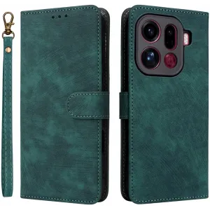Phonesta Vintage Skin Book Wallet Klapphülle für Oppo Find X9 Pro - Grün