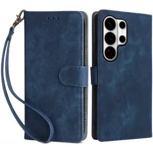 Phonesta Vintage Skin Book Wallet Klapphülle für Samsung Galaxy S26 Ultra - Blau