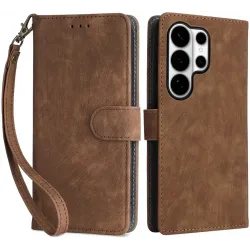 Phonesta Vintage Skin Book Wallet Klapphülle für Samsung Galaxy S26 Ultra - Braun