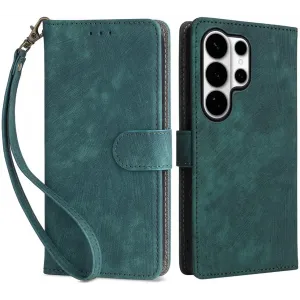 Phonesta Vintage Skin Book Wallet Klapphülle für Samsung Galaxy S26 Ultra - Grün