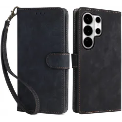 Phonesta Vintage Skin Book Wallet Klapphülle für Samsung Galaxy S26 Ultra - Schwarz