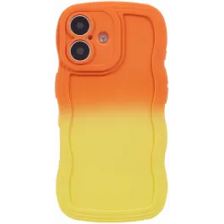 Phonesta Wavy Gradient Silikon Back Cover Hülle für Apple iPhone 16 - Orange/Gelb