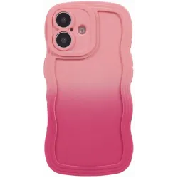 Phonesta Wavy Gradient Silikon Back Cover Hülle für Apple iPhone 16 - Rosa