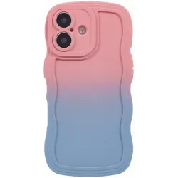 Phonesta Wavy Gradient Silikon Back Cover Hülle für Apple iPhone 16 - Rosa/Blau